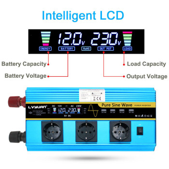  Інвертор чистий синус LVYAN 3000W/6000W 12V/230V